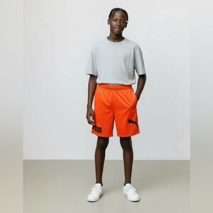 Puma Boys Athletic Mesh Shorts Orange Power Pack NWT Large 14-16
